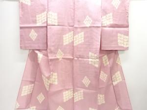 アンティーク　花菱模様織り出し銘仙単衣着物